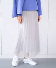 PZHCD65360 GEORGES RECH(ジョルジュ・レッシュ)  [日本製]アコーディオンシアープリーツスカート ライトグレー