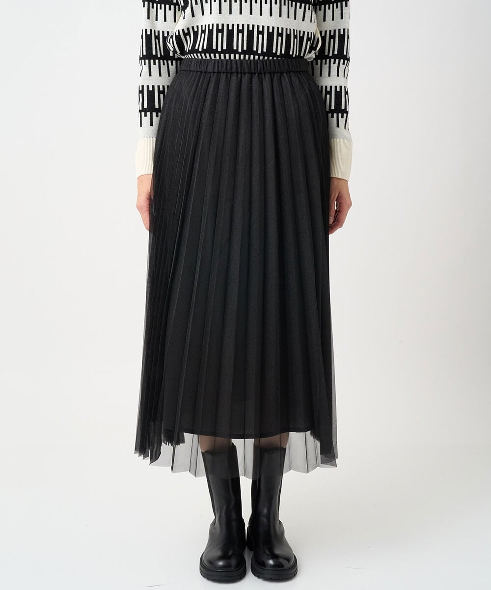 PZHCD65360 GEORGES RECH(ジョルジュ・レッシュ)  [日本製]アコーディオンシアープリーツスカート ブラック