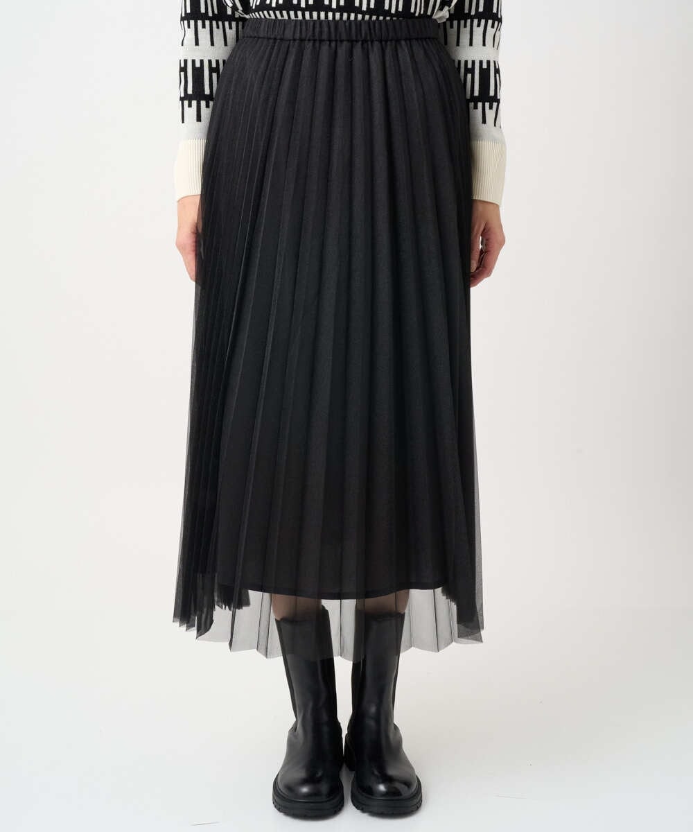 PZHCD65360 GEORGES RECH(ジョルジュ・レッシュ)  [日本製]アコーディオンシアープリーツスカート ブラック