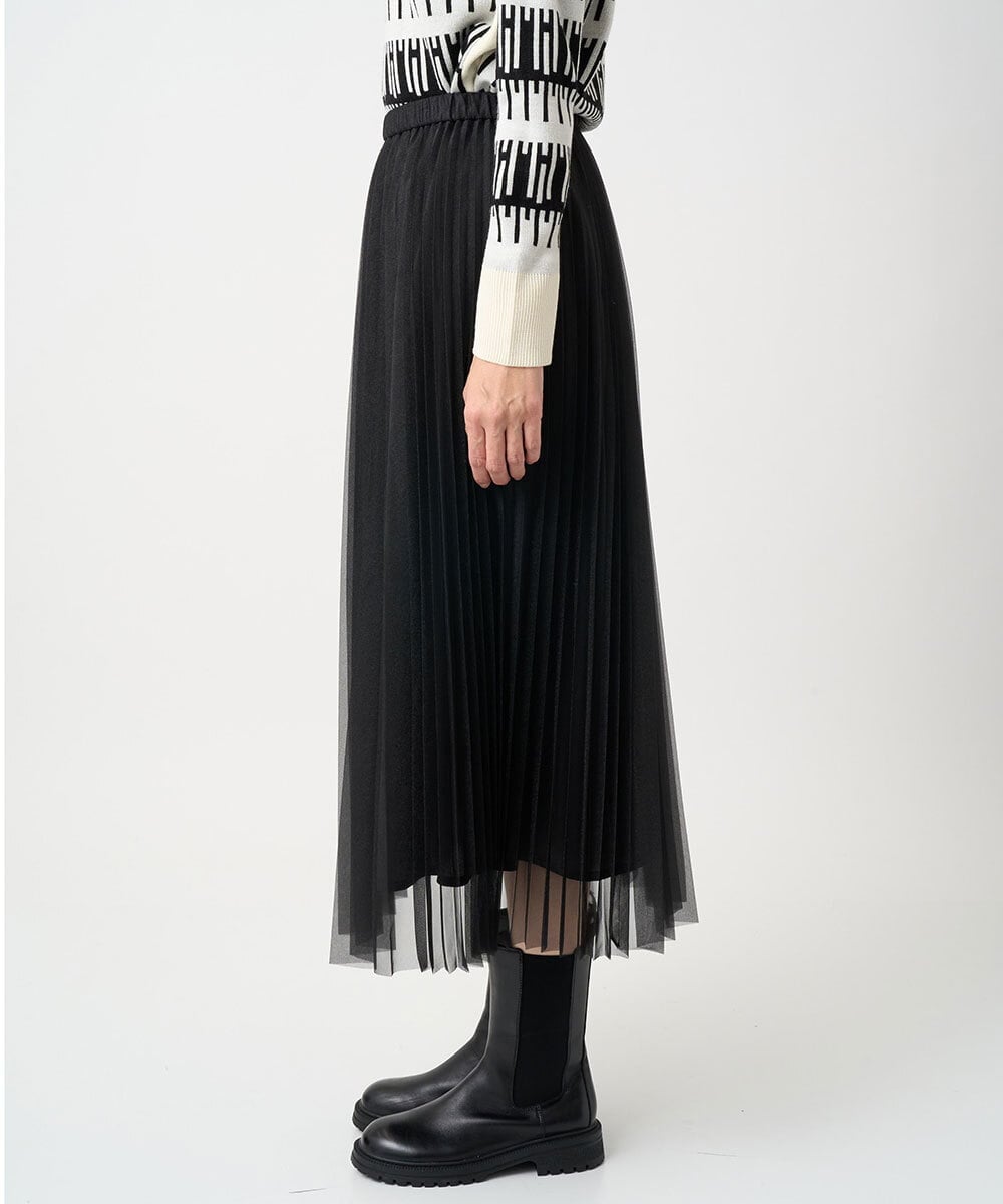 PZHCD65360 GEORGES RECH(ジョルジュ・レッシュ)  [日本製]アコーディオンシアープリーツスカート ブラック