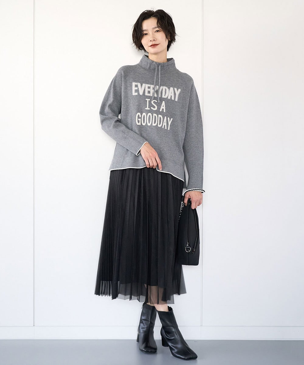 PZHCD65360 GEORGES RECH(ジョルジュ・レッシュ)  [日本製]アコーディオンシアープリーツスカート ブラック