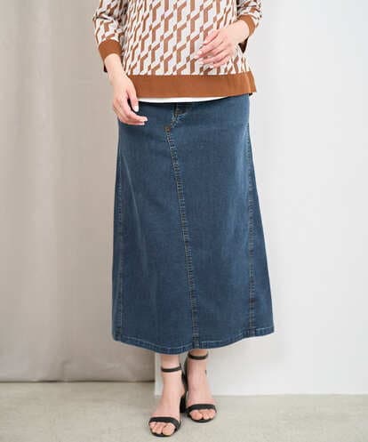 PZHEE01290 GEORGES RECH [セットアップ対応]ジャージーデニムセミタイトスカート