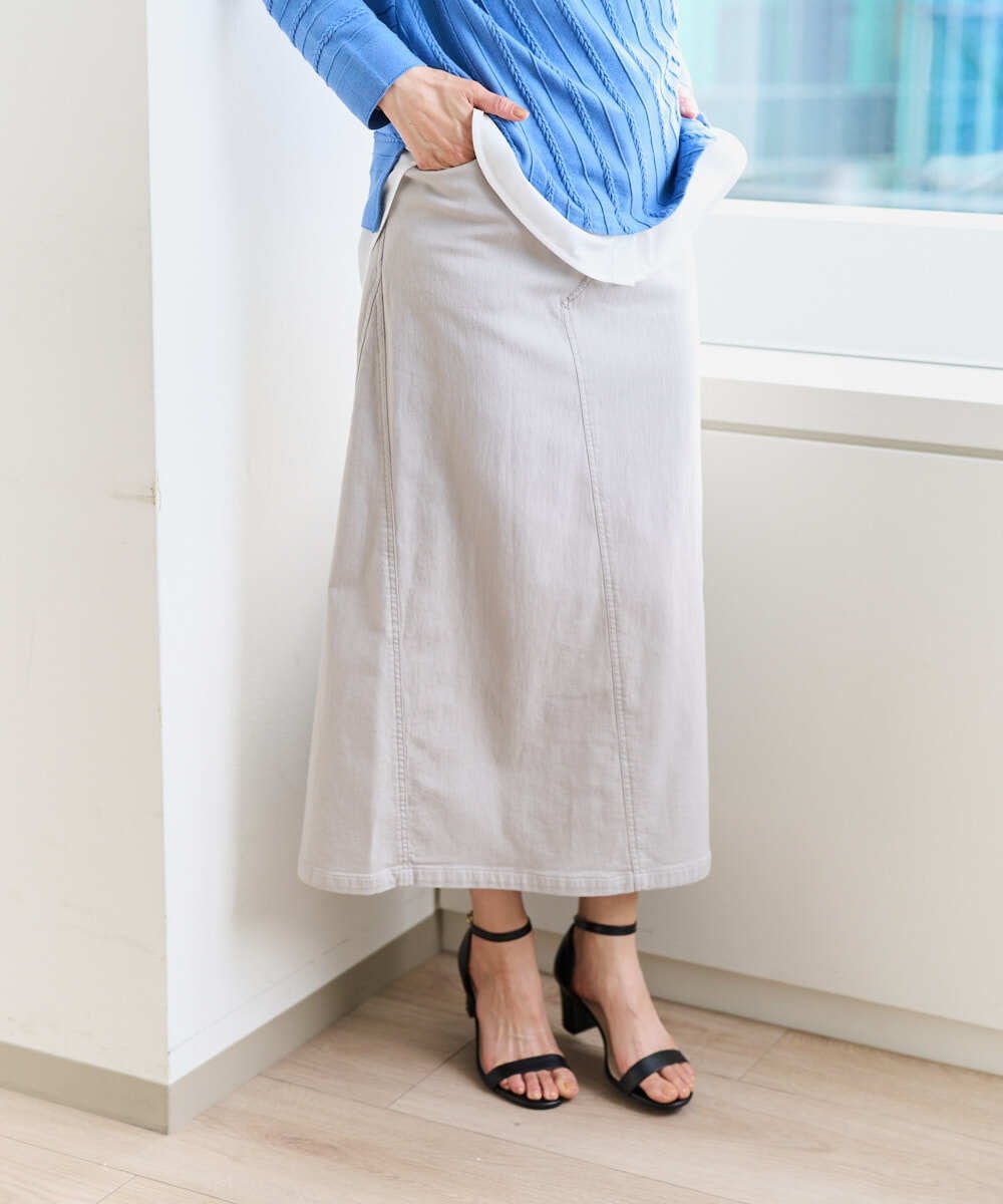 PZHEE01290 GEORGES RECH(ジョルジュ・レッシュ)  [セットアップ対応]ジャージーデニムセミタイトスカート ライトグレー