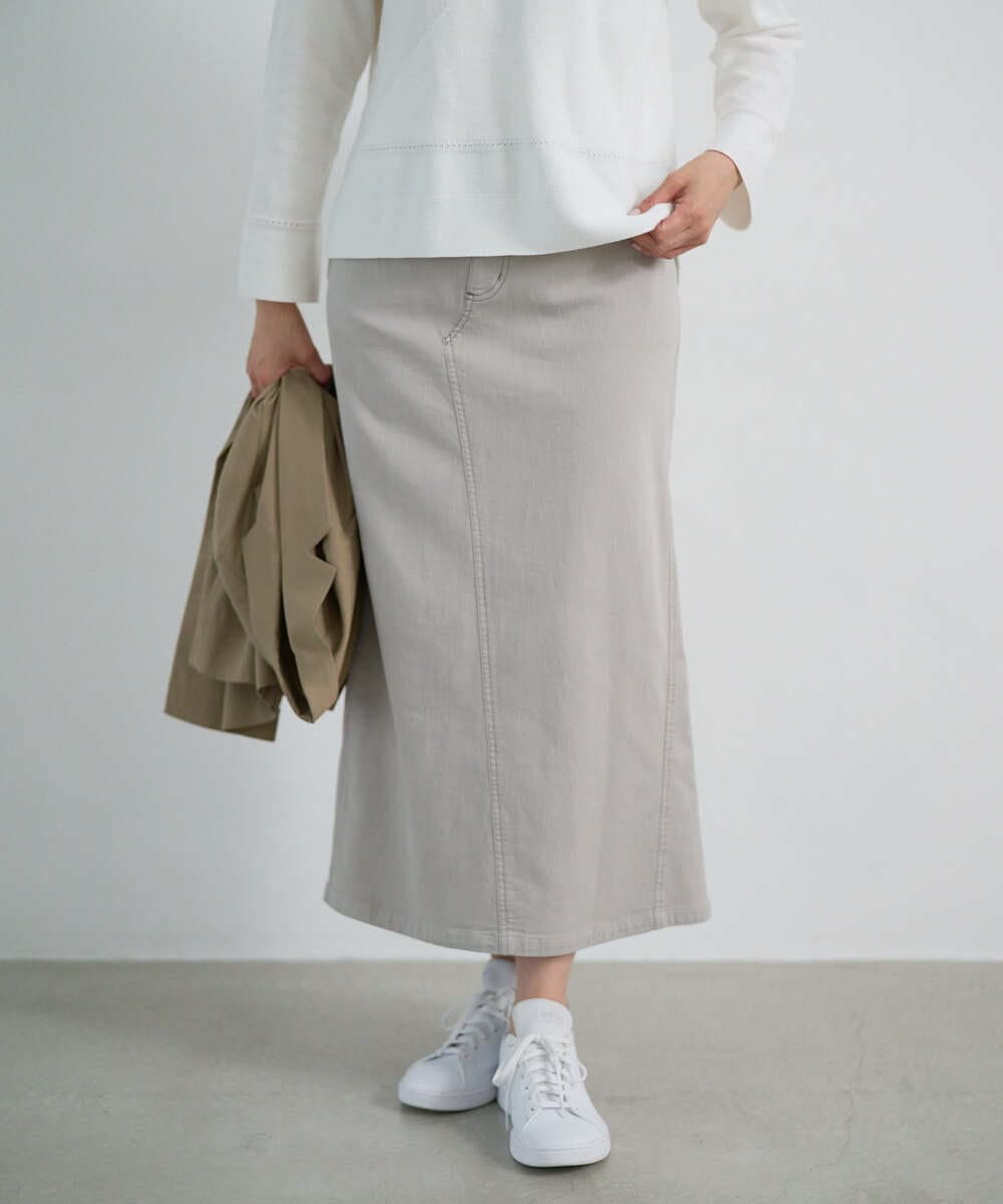 PZHEE01290 GEORGES RECH(ジョルジュ・レッシュ)  [セットアップ対応]ジャージーデニムセミタイトスカート ライトグレー