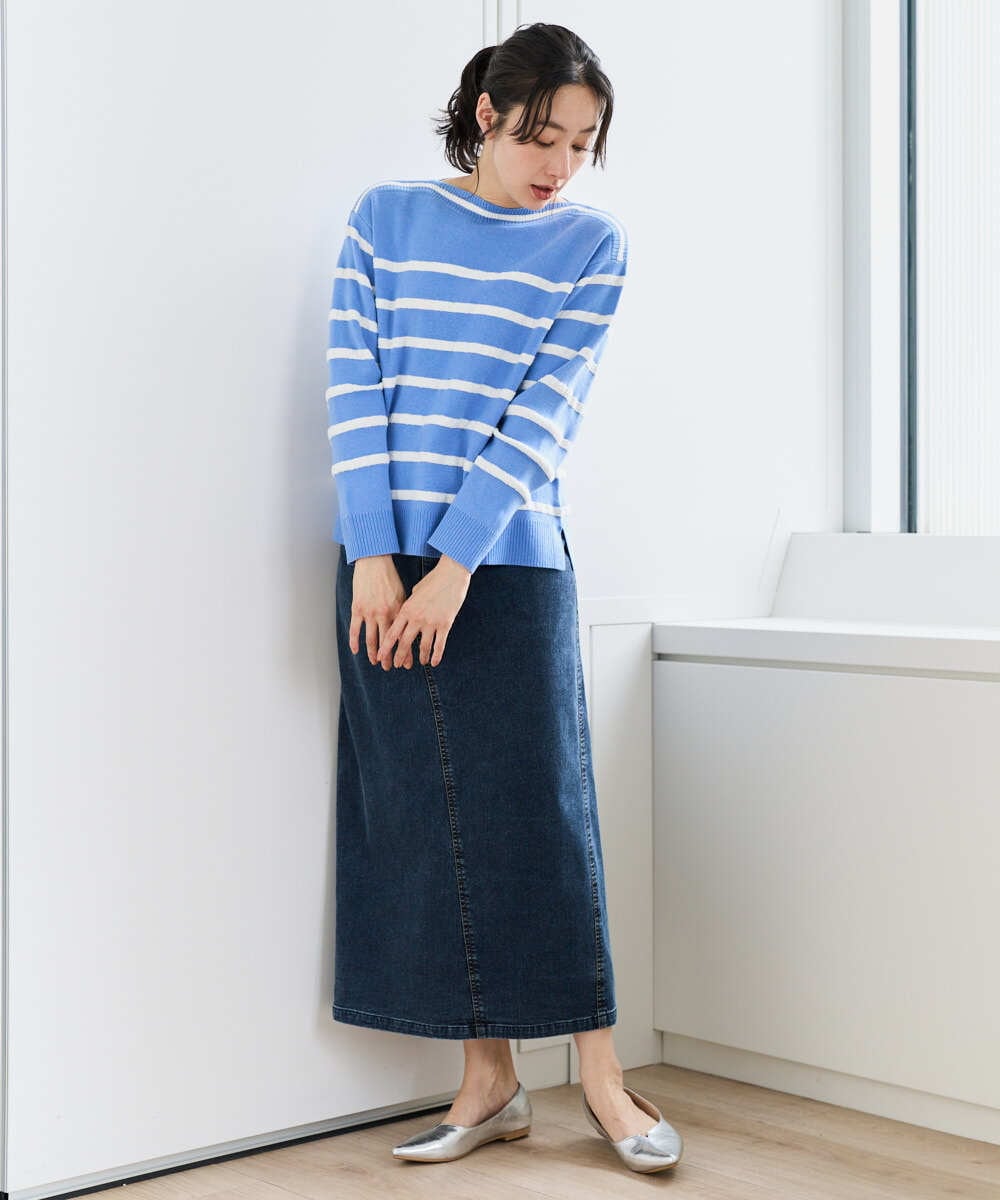 PZHEE01290 GEORGES RECH(ジョルジュ・レッシュ)  [セットアップ対応]ジャージーデニムセミタイトスカート ライトグレー