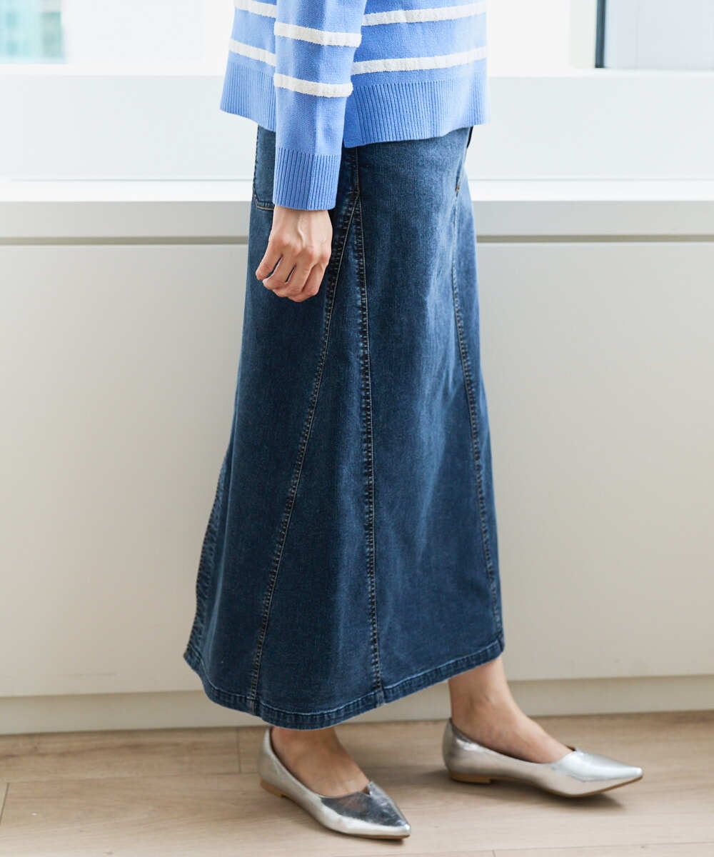 PZHEE01290 GEORGES RECH(ジョルジュ・レッシュ)  [セットアップ対応]ジャージーデニムセミタイトスカート ライトグレー