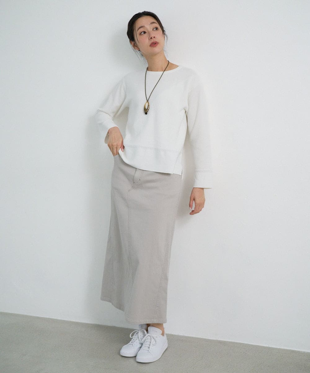 PZHEE01290 GEORGES RECH(ジョルジュ・レッシュ)  [セットアップ対応]ジャージーデニムセミタイトスカート ライトグレー