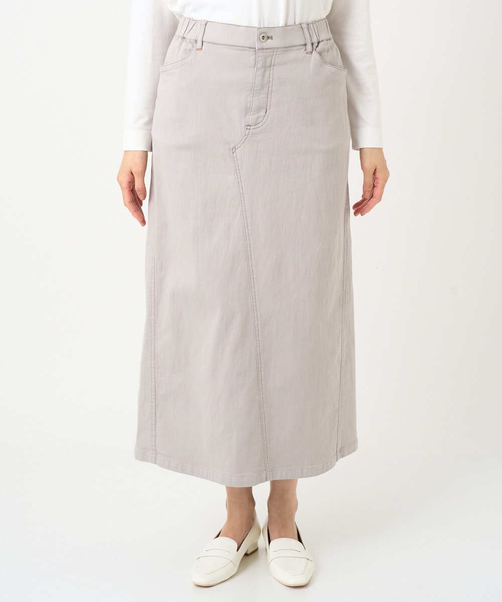 PZHEE01290 GEORGES RECH(ジョルジュ・レッシュ)  [セットアップ対応]ジャージーデニムセミタイトスカート ライトグレー