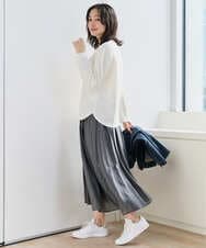 PZHEE06330 GEORGES RECH(ジョルジュ・レッシュ) シアーギャザーフレアスカート ダークグレー