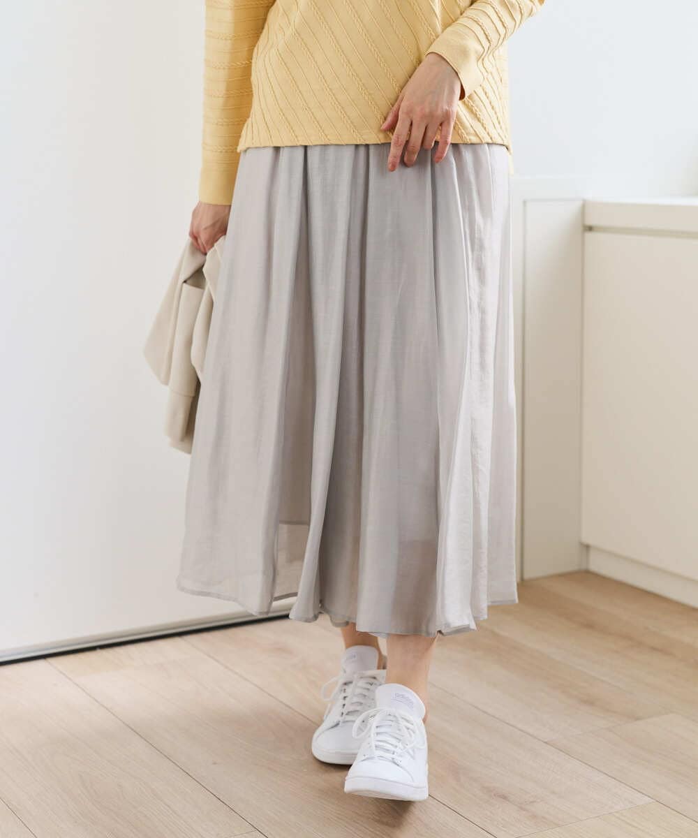 PZHEE06330 GEORGES RECH(ジョルジュ・レッシュ) シアーギャザーフレアスカート ダークグレー