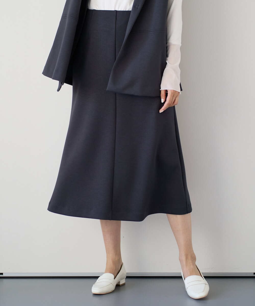 PZHEE20230 GEORGES RECH(ジョルジュ・レッシュ)  [セットアップ対応]ダンボールジャージーフレアスカート ダークグレー