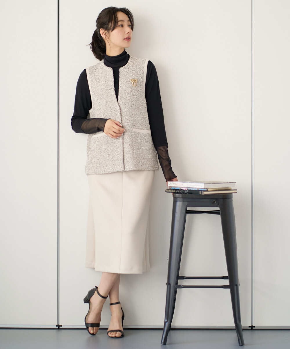 PZHEE20230 GEORGES RECH(ジョルジュ・レッシュ)  [セットアップ対応]ダンボールジャージーフレアスカート ダークグレー