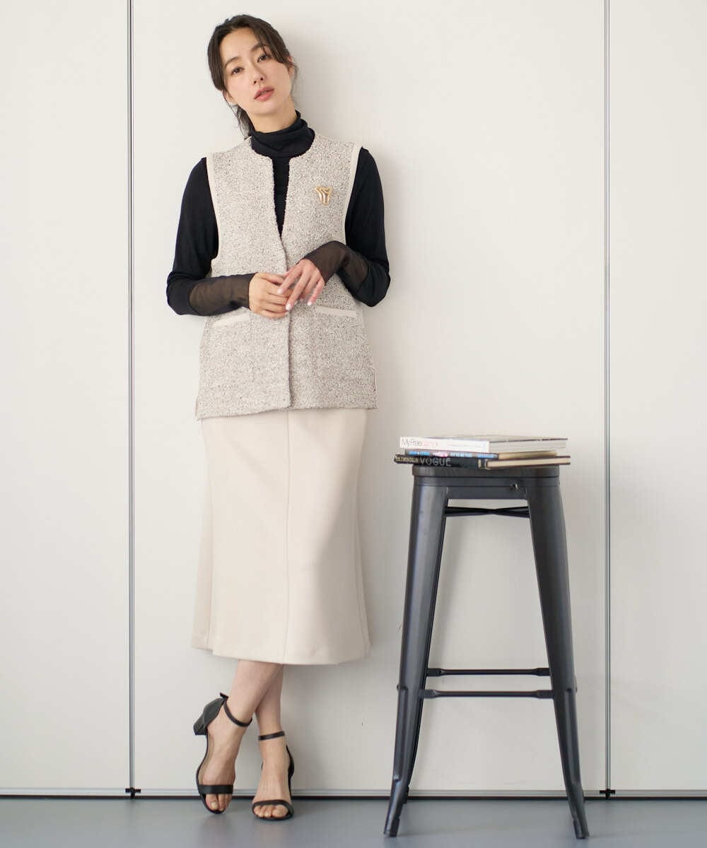 PZHEE20230 GEORGES RECH(ジョルジュ・レッシュ)  [セットアップ対応]ダンボールジャージーフレアスカート ダークグレー