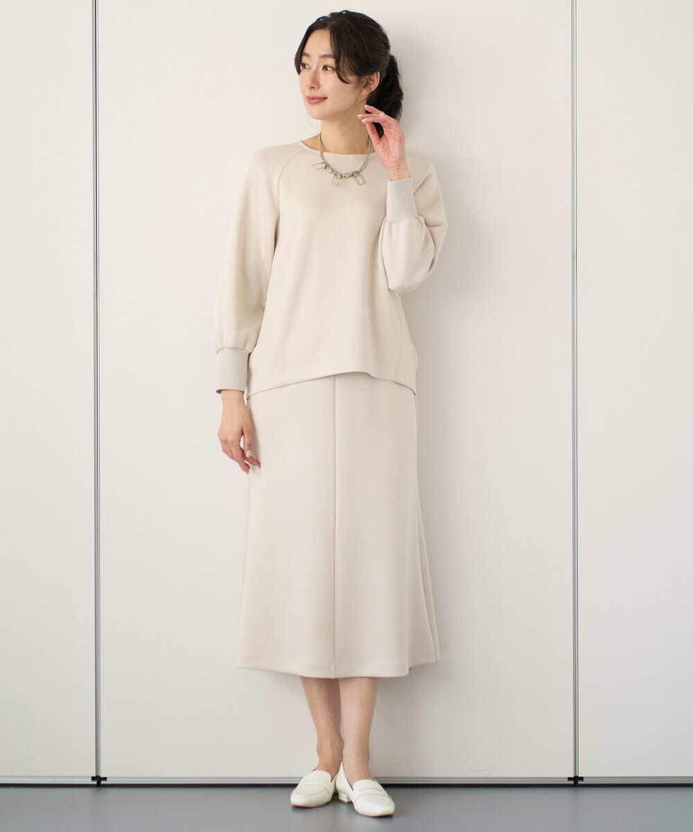 PZHEE20230 GEORGES RECH(ジョルジュ・レッシュ)  [セットアップ対応]ダンボールジャージーフレアスカート ダークグレー