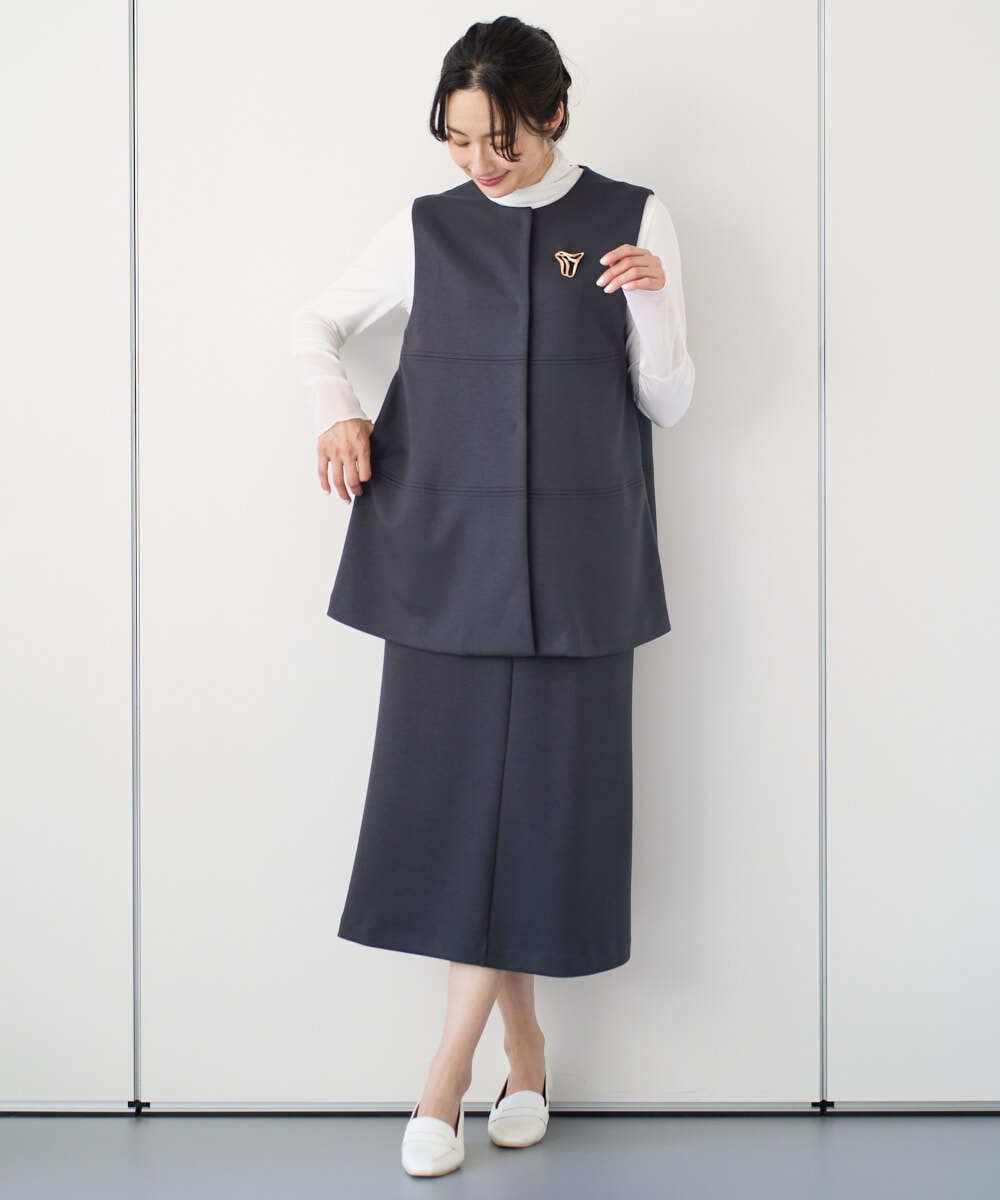 PZHEE20230 GEORGES RECH(ジョルジュ・レッシュ)  [セットアップ対応]ダンボールジャージーフレアスカート ダークグレー