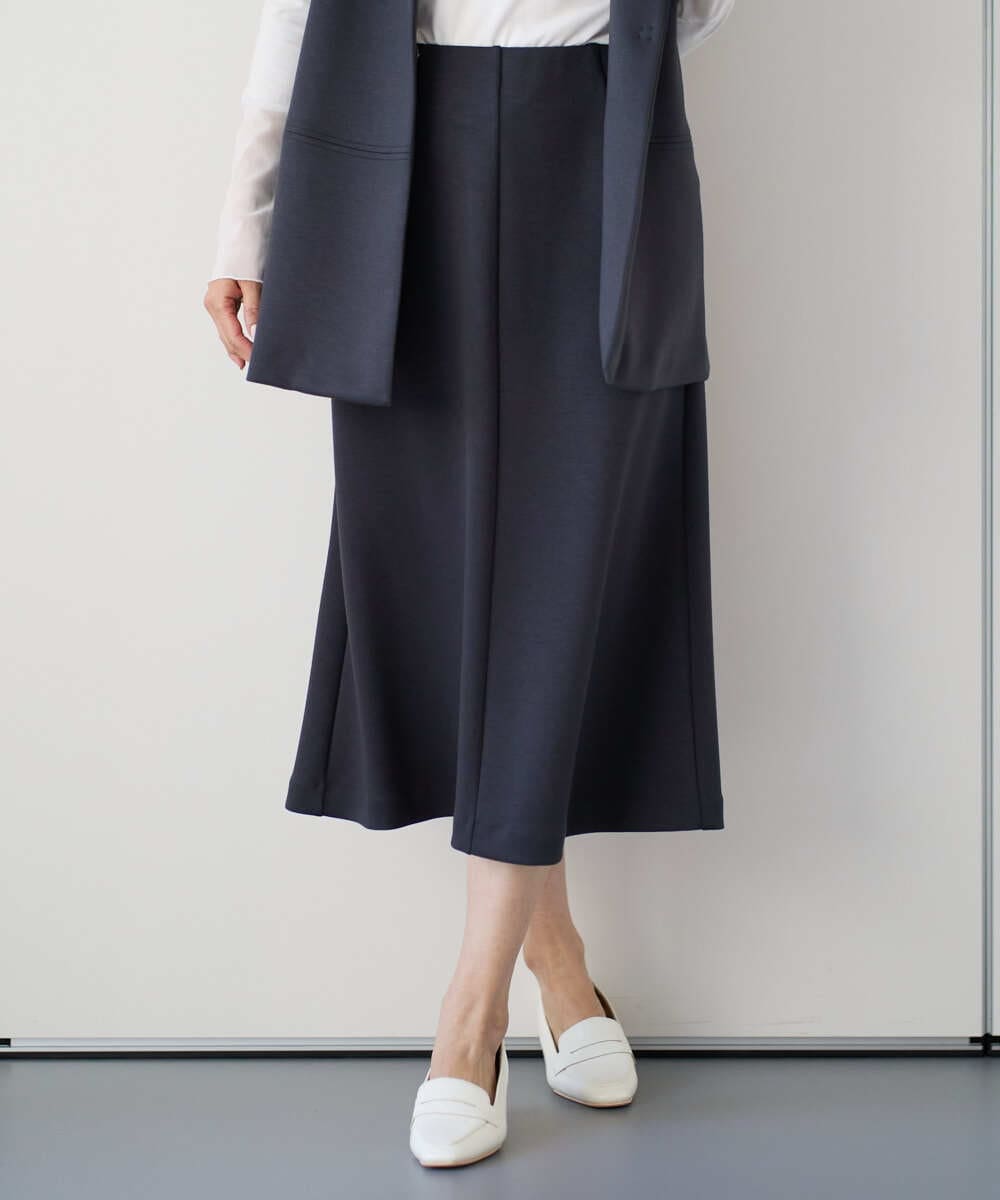 PZHEE20230 GEORGES RECH(ジョルジュ・レッシュ)  [セットアップ対応]ダンボールジャージーフレアスカート ダークグレー