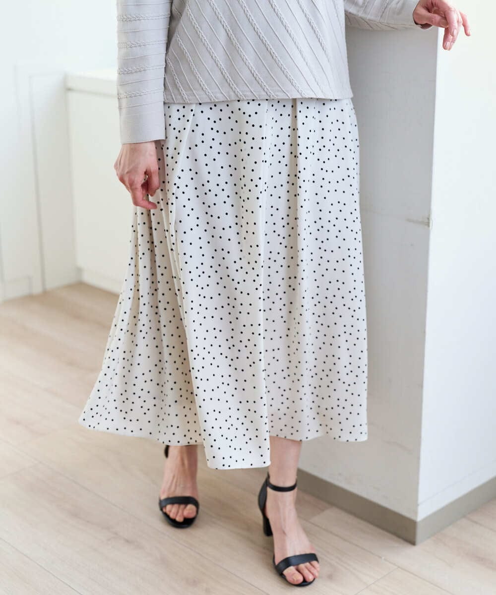 PZHEF30290 GEORGES RECH(ジョルジュ・レッシュ)  [セットアップ対応]ランダムドットタックフレアスカート アイボリー