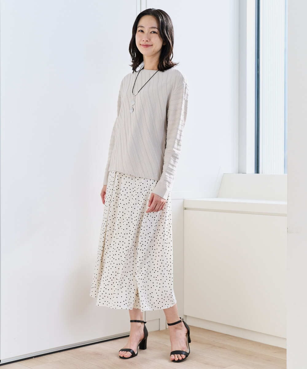 PZHEF30290 GEORGES RECH(ジョルジュ・レッシュ)  [セットアップ対応]ランダムドットタックフレアスカート アイボリー