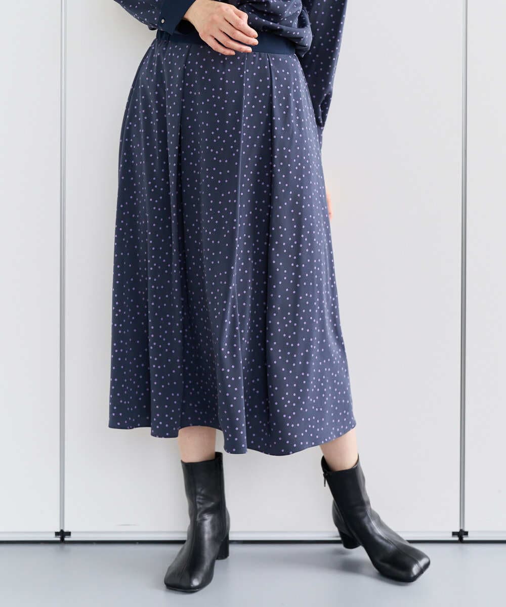 PZHEF30290 GEORGES RECH(ジョルジュ・レッシュ)  [セットアップ対応]ランダムドットタックフレアスカート アイボリー