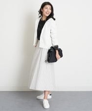 PZHET25360 GEORGES RECH(ジョルジュ・レッシュ)  [セットアップ対応]リネンへリンボンストライプフレアスカート アイボリー