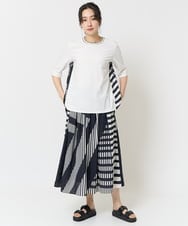 PZHGA18360 GEORGES RECH(ジョルジュ・レッシュ) 幾何プリントタックフレアスカート ネイビー系