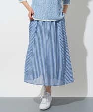 PZHGD01390 GEORGES RECH(ジョルジュ・レッシュ) シアーストライプフレアスカート ブルー