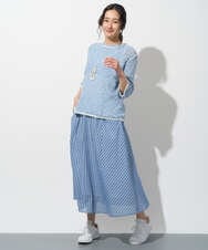 PZHGD01390 GEORGES RECH(ジョルジュ・レッシュ) シアーストライプフレアスカート ブルー