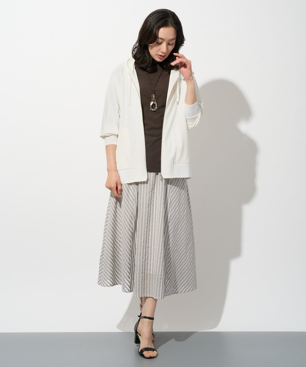 PZHGD01390 GEORGES RECH(ジョルジュ・レッシュ) シアーストライプフレアスカート ブルー