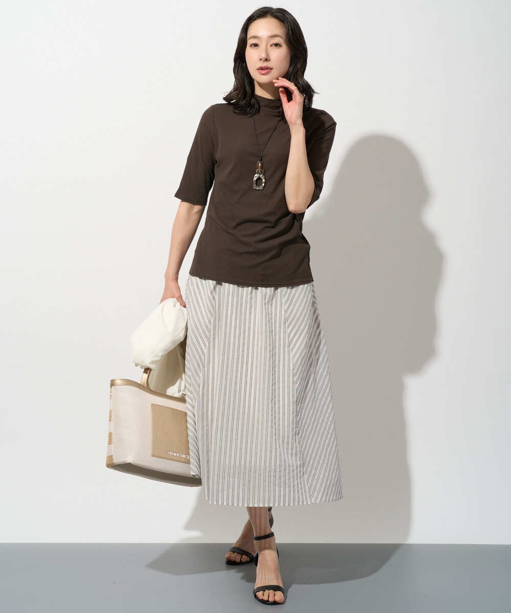 PZHGD01390 GEORGES RECH(ジョルジュ・レッシュ) シアーストライプフレアスカート ブルー