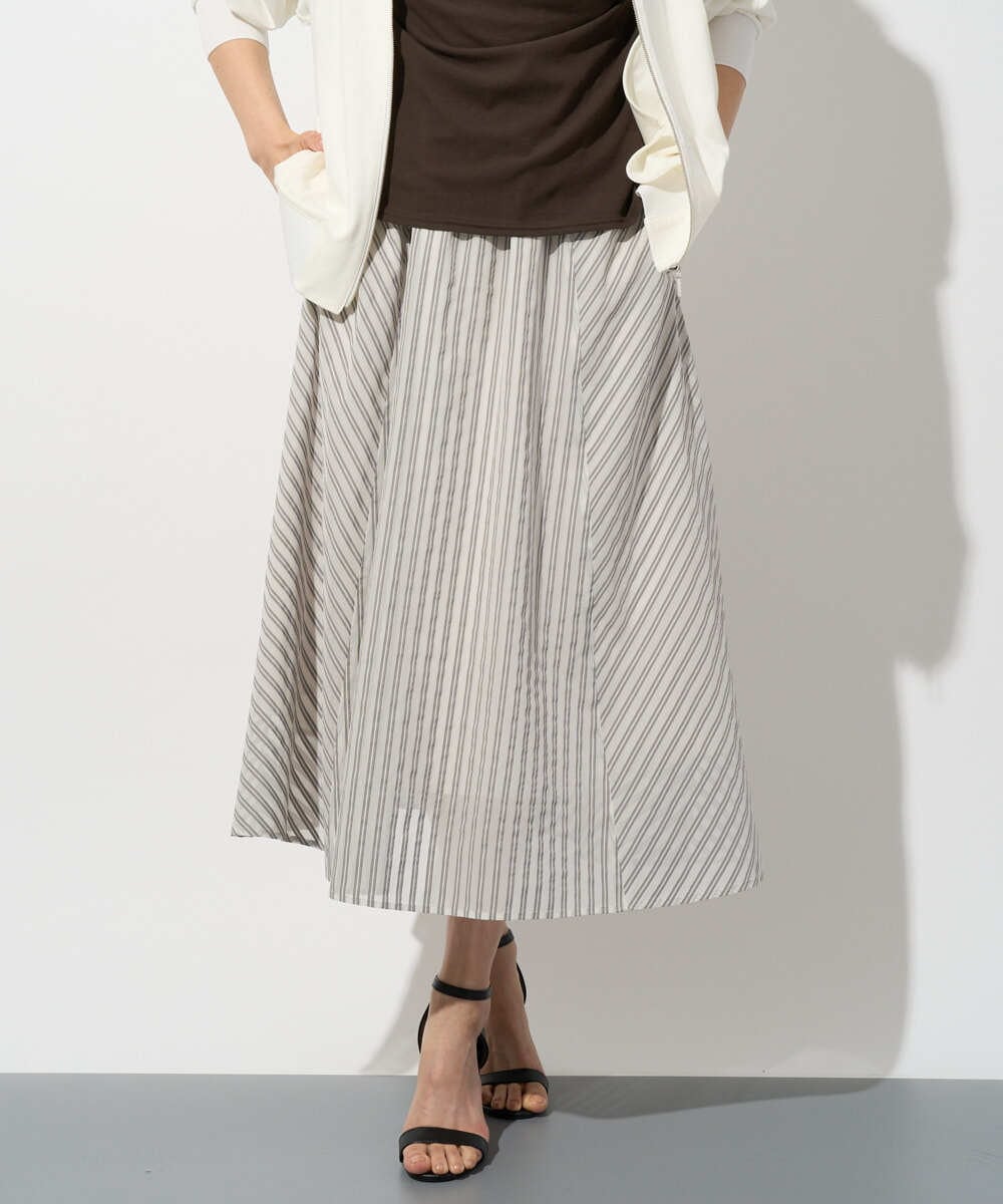 PZHGD01390 GEORGES RECH(ジョルジュ・レッシュ) シアーストライプフレアスカート ブルー