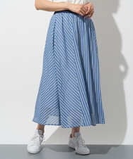 PZHGD01390 GEORGES RECH(ジョルジュ・レッシュ) シアーストライプフレアスカート ブルー