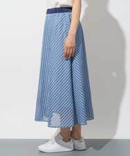 PZHGD01390 GEORGES RECH(ジョルジュ・レッシュ) シアーストライプフレアスカート ブルー