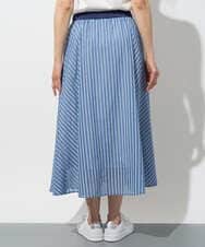 PZHGD01390 GEORGES RECH(ジョルジュ・レッシュ) シアーストライプフレアスカート ブルー