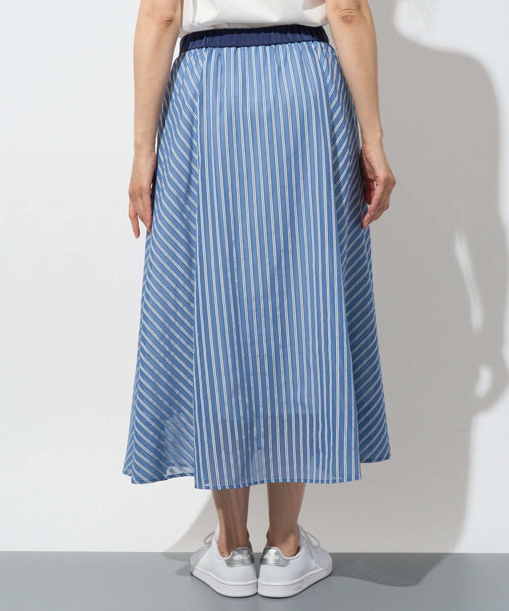 PZHGD01390 GEORGES RECH(ジョルジュ・レッシュ) シアーストライプフレアスカート ブルー