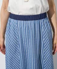 PZHGD01390 GEORGES RECH(ジョルジュ・レッシュ) シアーストライプフレアスカート ブルー