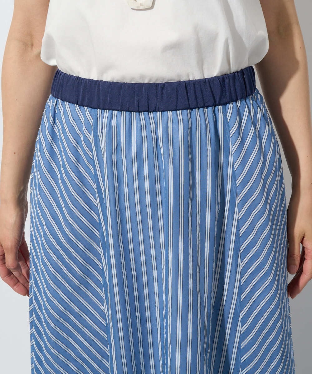 PZHGD01390 GEORGES RECH(ジョルジュ・レッシュ) シアーストライプフレアスカート ブルー