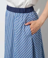 PZHGD01390 GEORGES RECH(ジョルジュ・レッシュ) シアーストライプフレアスカート ブルー