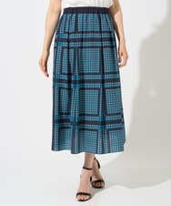 PZHGD14360 GEORGES RECH(ジョルジュ・レッシュ)  [日本製/セットアップ対応]ジオメトリックスカーフ柄スカート ネイビー系