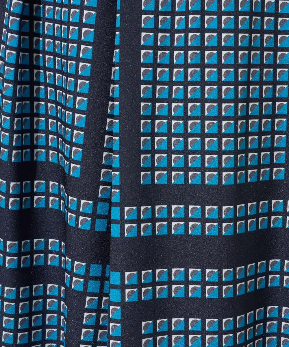 PZHGD14360 GEORGES RECH(ジョルジュ・レッシュ)  [日本製/セットアップ対応]ジオメトリックスカーフ柄スカート ネイビー系