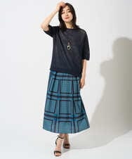 PZHGD14360 GEORGES RECH(ジョルジュ・レッシュ)  [日本製/セットアップ対応]ジオメトリックスカーフ柄スカート ネイビー系