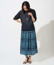 PZHGD14360 GEORGES RECH(ジョルジュ・レッシュ)  [日本製/セットアップ対応]ジオメトリックスカーフ柄スカート ネイビー系