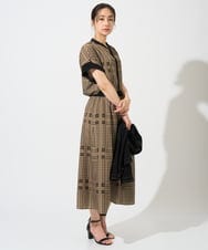 PZHGD14360 GEORGES RECH(ジョルジュ・レッシュ)  [日本製/セットアップ対応]ジオメトリックスカーフ柄スカート ネイビー系