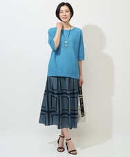 PZHGD14360 GEORGES RECH(ジョルジュ・レッシュ)  [日本製/セットアップ対応]ジオメトリックスカーフ柄スカート ネイビー系