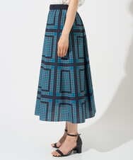 PZHGD14360 GEORGES RECH(ジョルジュ・レッシュ)  [日本製/セットアップ対応]ジオメトリックスカーフ柄スカート ネイビー系