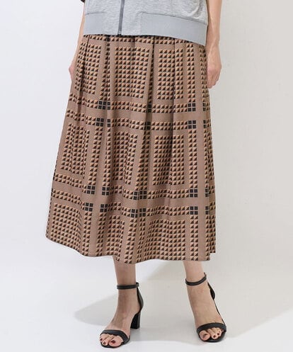 PZHGD14360 GEORGES RECH [日本製/セットアップ対応]ジオメトリックスカーフ柄スカート