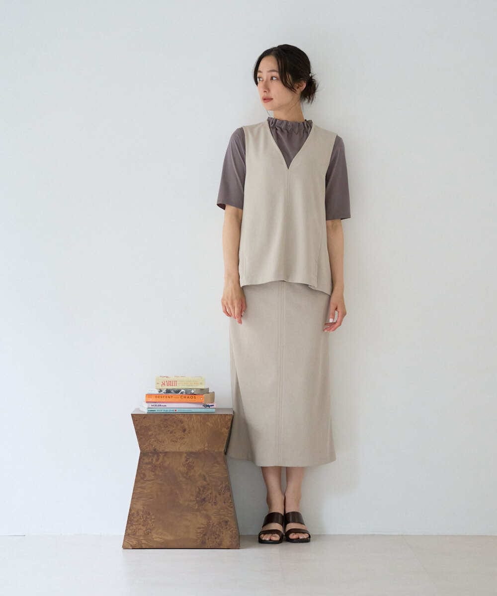PZHGD34230 GEORGES RECH(ジョルジュ・レッシュ)  [セットアップ対応]ジャージーナロースカート ベージュ