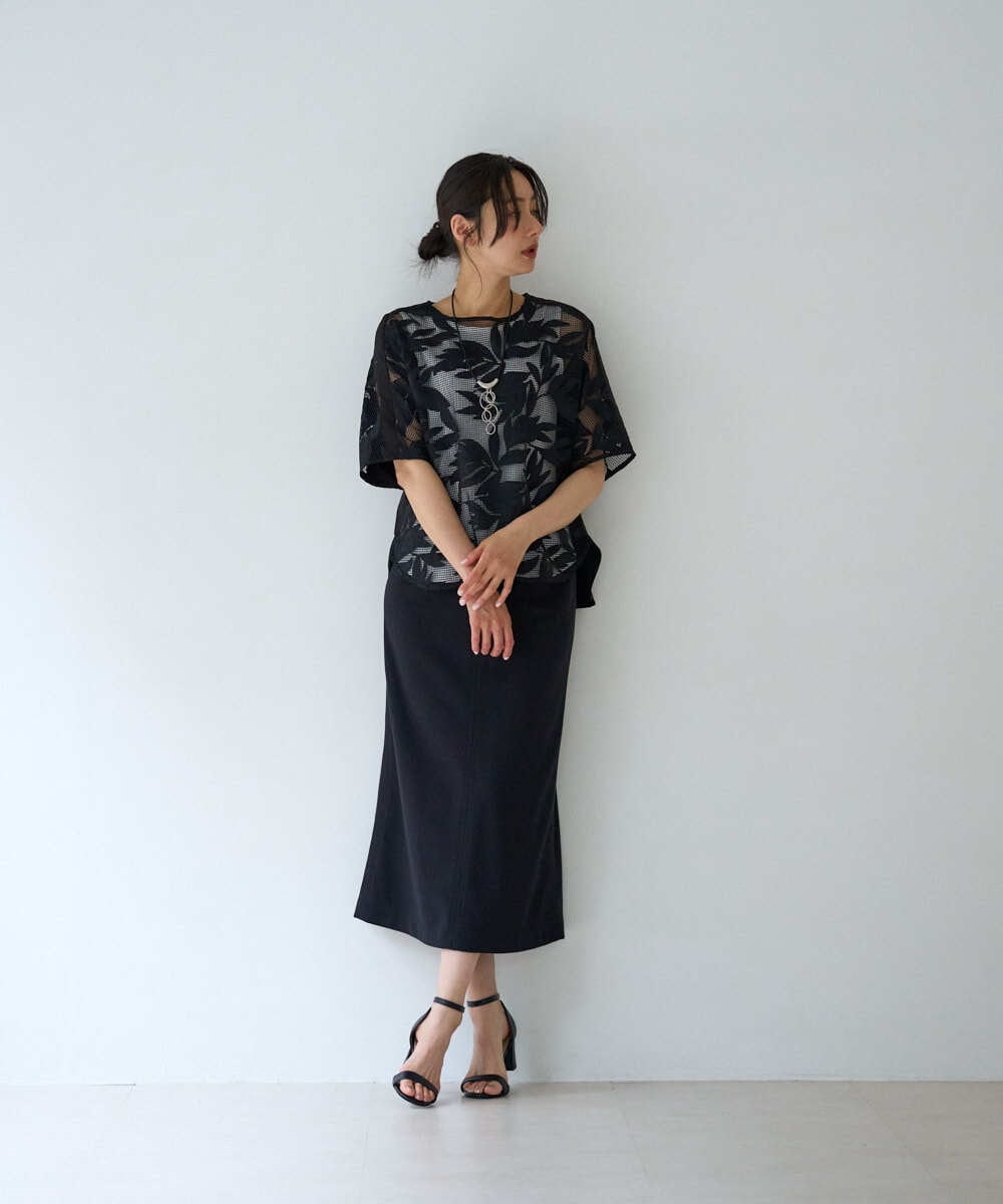 PZHGD34230 GEORGES RECH(ジョルジュ・レッシュ)  [セットアップ対応]ジャージーナロースカート ベージュ