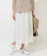 PZHGE41290 GEORGES RECH(ジョルジュ・レッシュ)  [セットアップ対応]シアーギャザーセミフレアスカート ホワイト