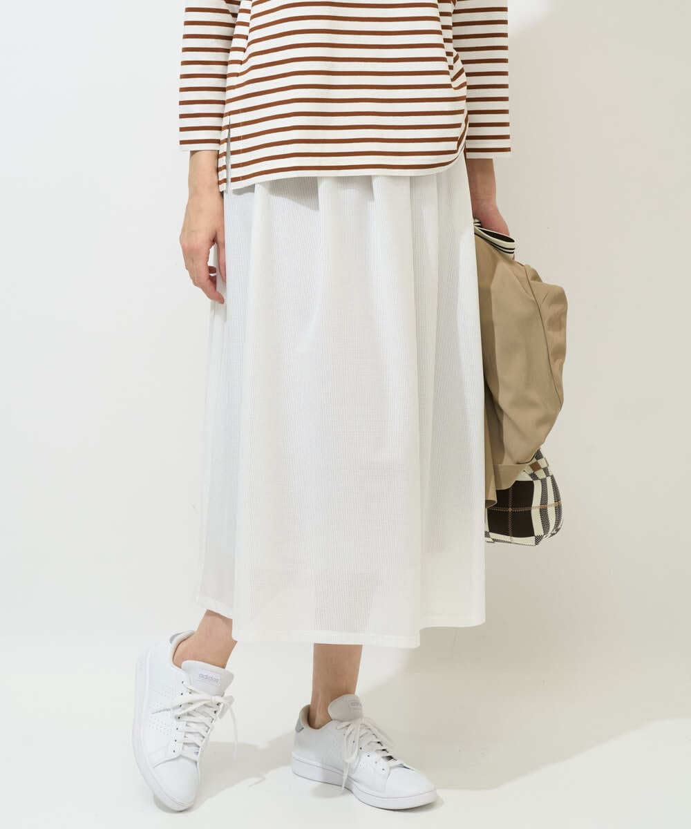 PZHGE41290 GEORGES RECH(ジョルジュ・レッシュ)  [セットアップ対応]シアーギャザーセミフレアスカート ホワイト