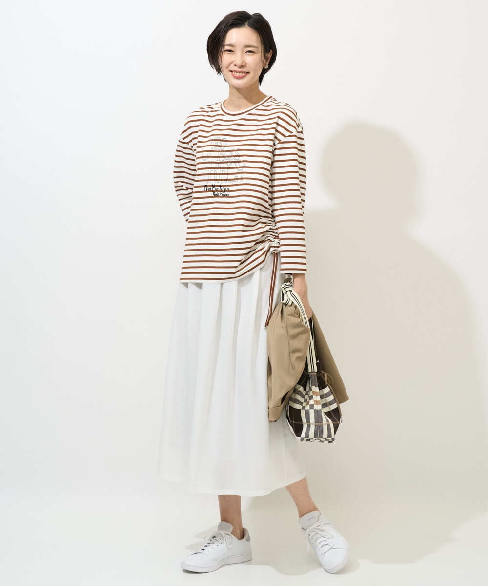 PZHGE41290 GEORGES RECH(ジョルジュ・レッシュ)  [セットアップ対応]シアーギャザーセミフレアスカート ホワイト